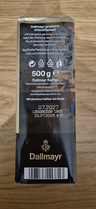 Dallmayr Prodomo Entcoffeiniert, kawa bezkofeinowa 500g