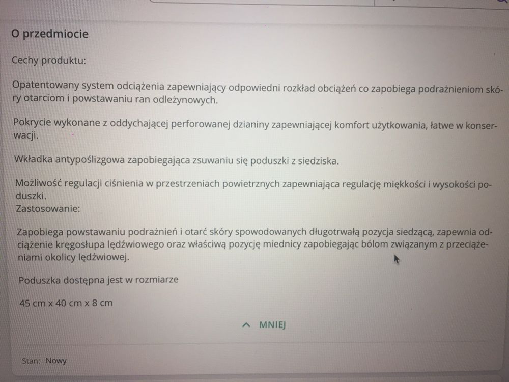 Poduszka pneumatyczna przeciwodlezynowa Vita Care