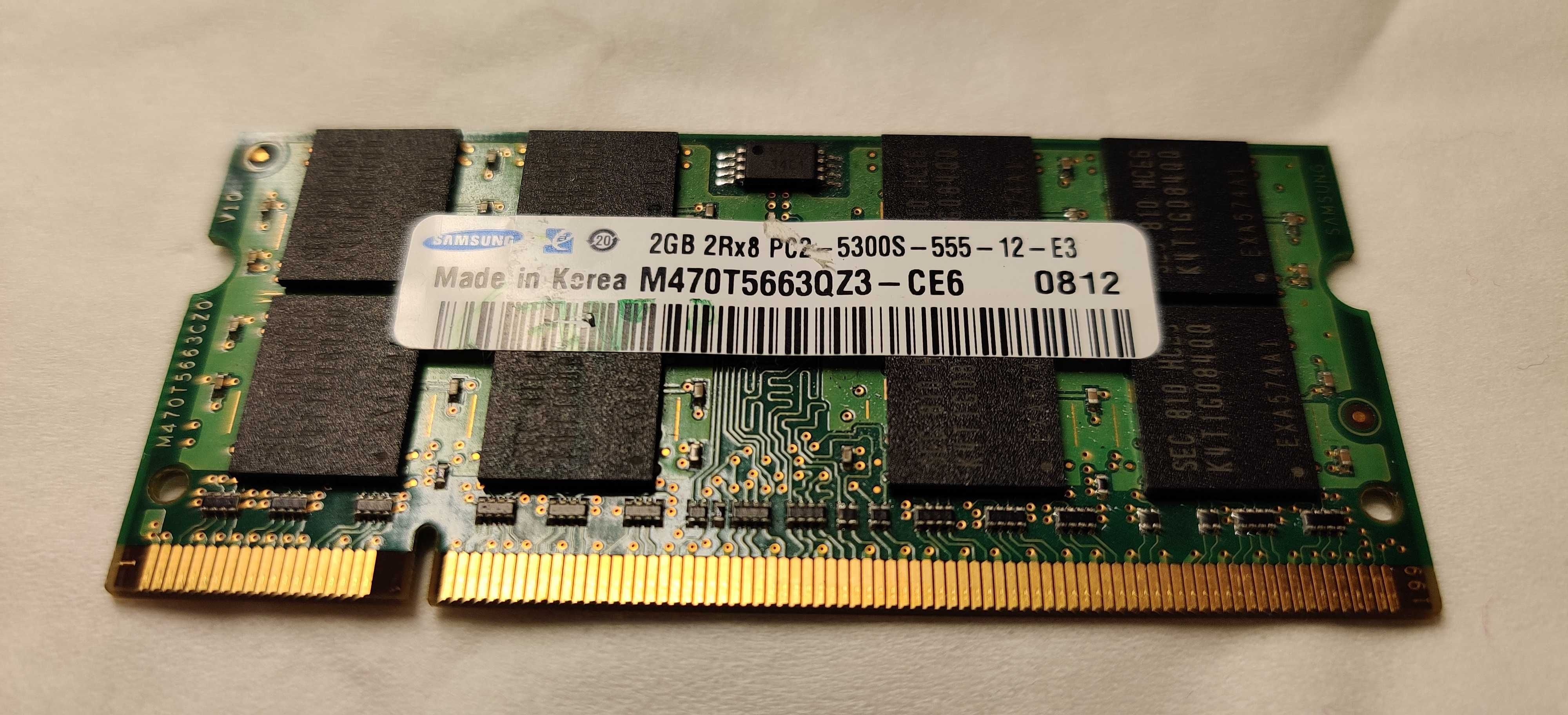 1 Memória RAM Samsung 2GB PC2-5300S DDR2 SO-DIMM Laptop