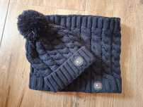 Czapka z pomponem + komin damski granat granatowy Tommy Hilfiger