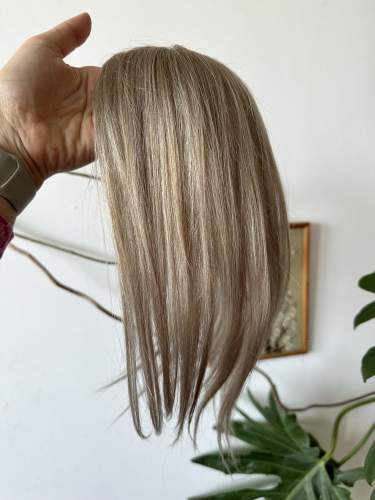 Dlugi topper popielaty blond