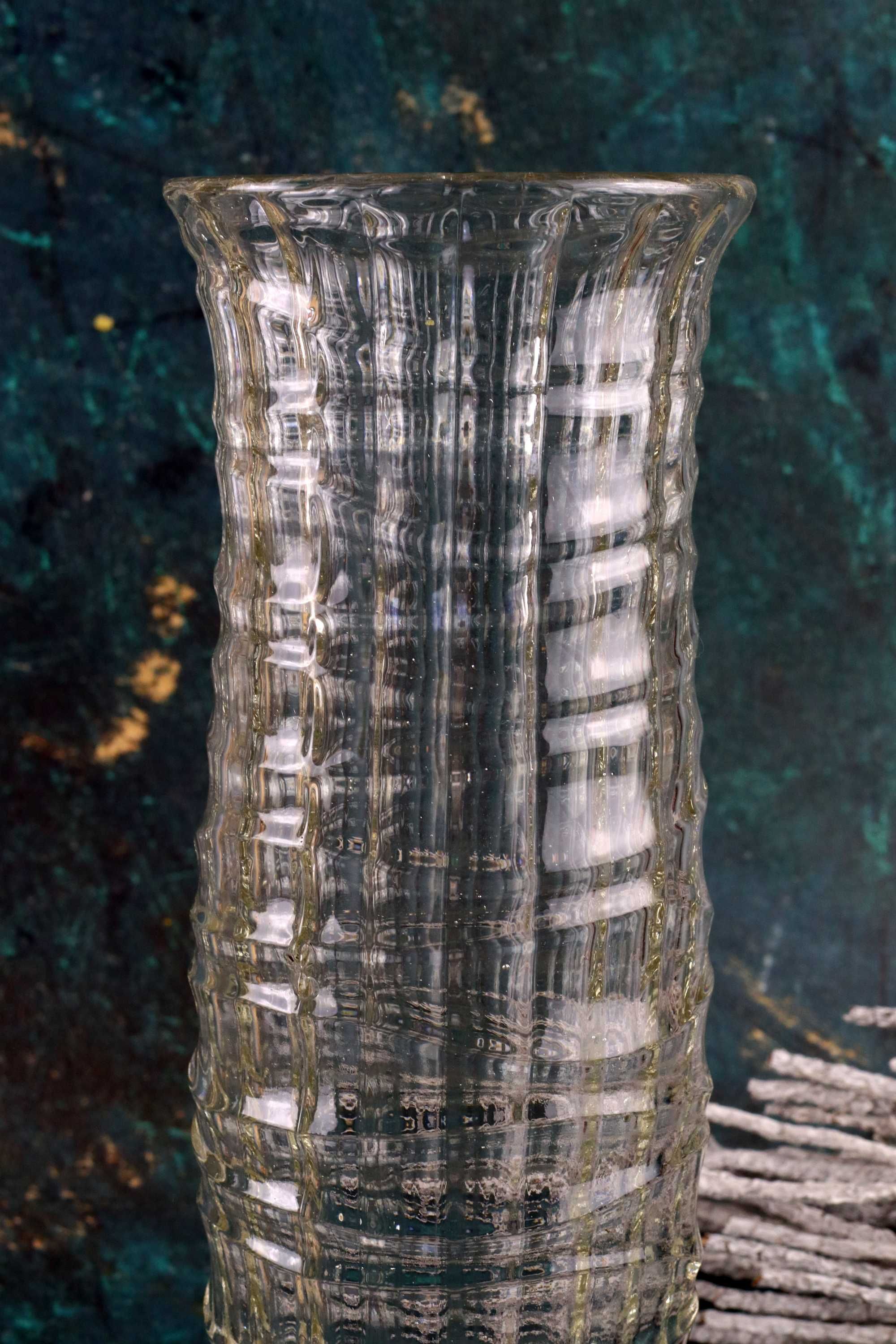 Duży wazon optyczny optyk Huta Ząbkowice J.S. Drost szkło kolorowe prl