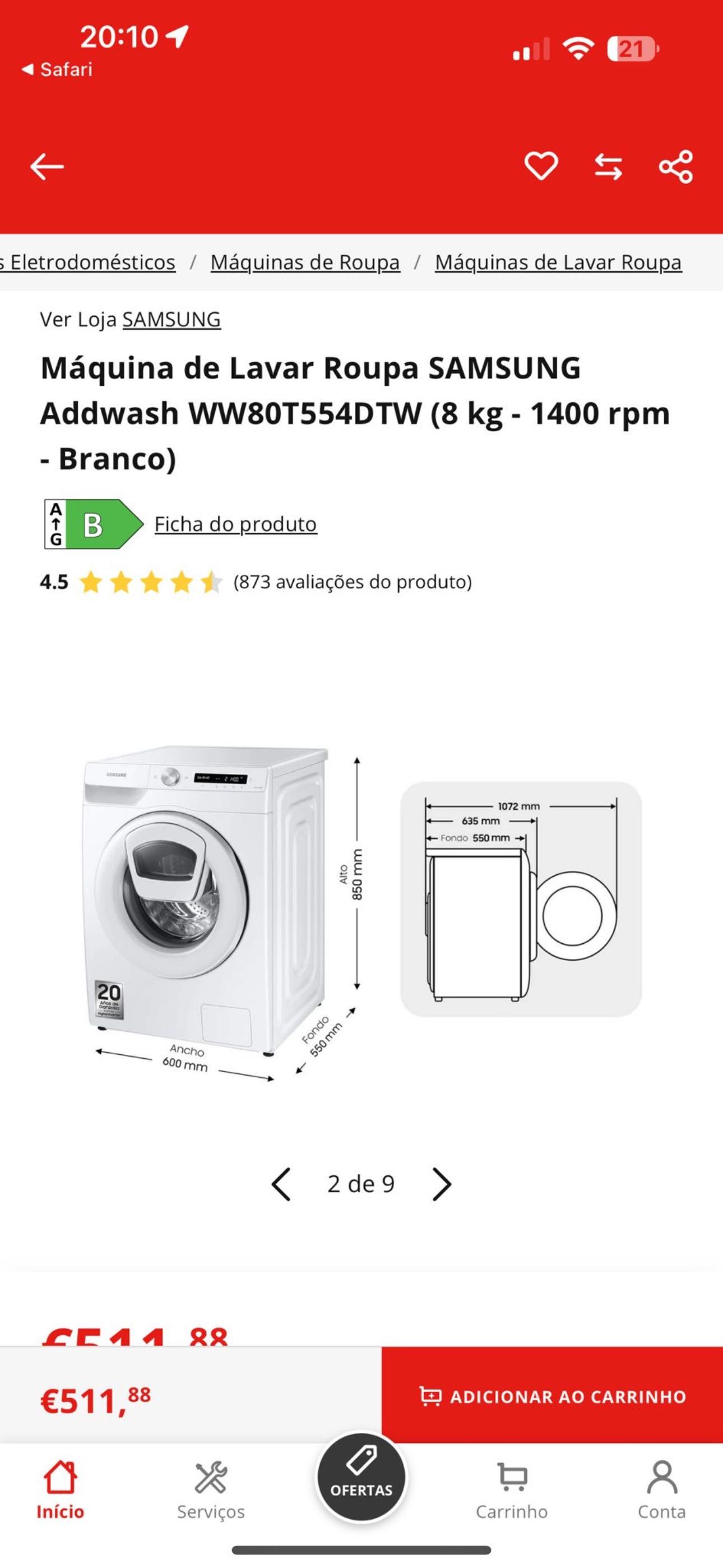 Máquina lavar roupa Samsung