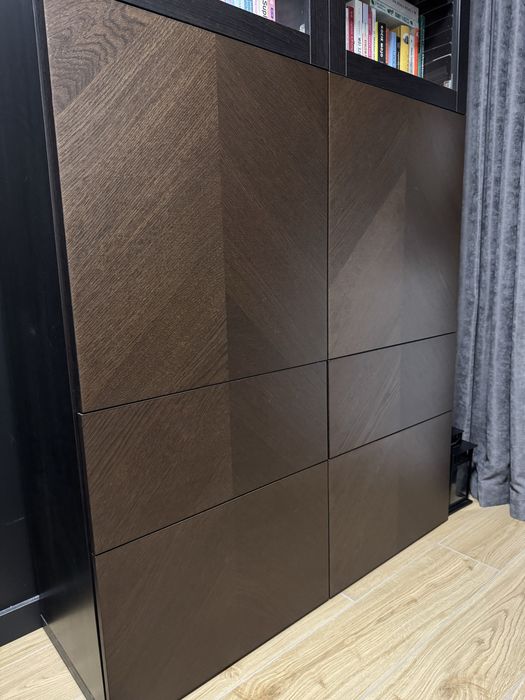 Szafka BESTA Ikea z frontami z forniru ciemny brąz