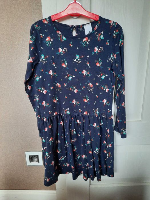 Sukienka 140 Palomino granatowa w ptaszki bawełna