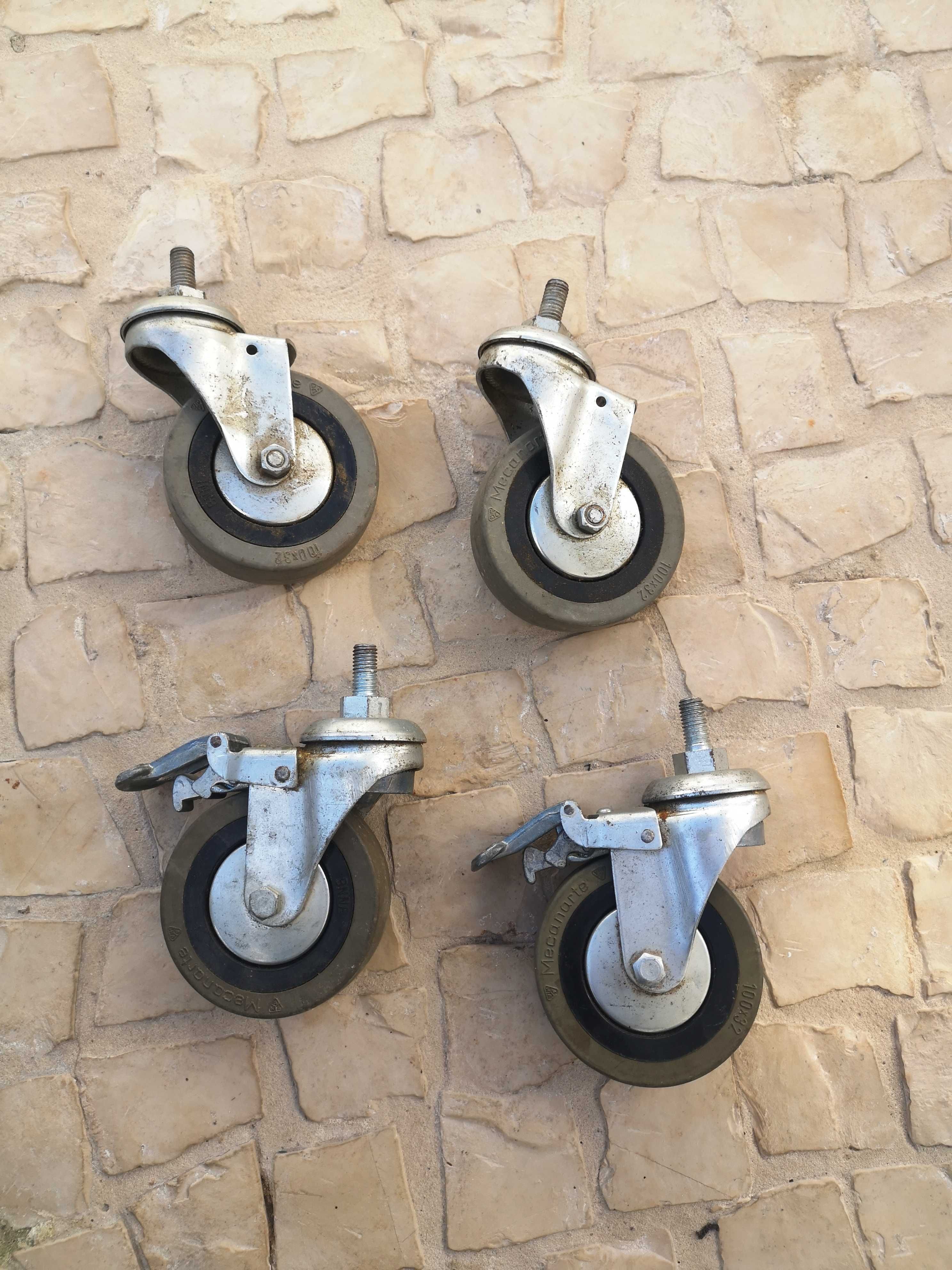 Conjunto de 4 rodízios industriais, Mecanarte, 180 mm, 100x32