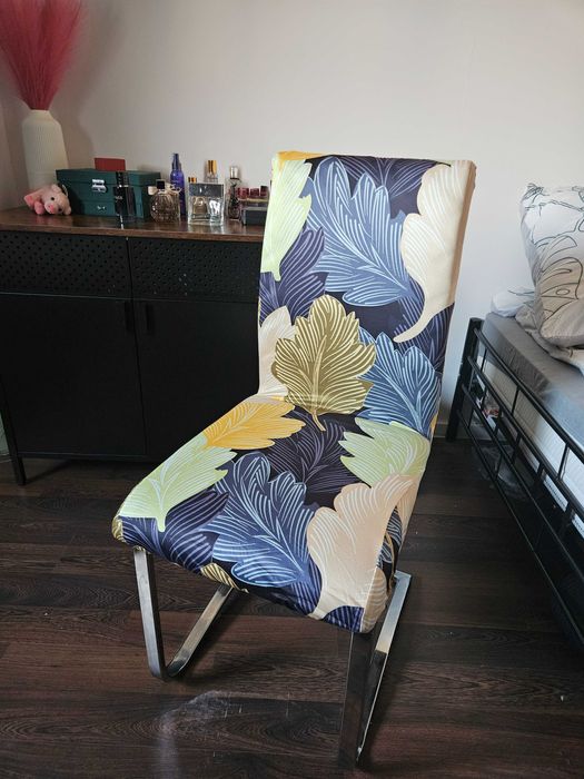 Pokrowce na krzesła elastyczne 4 sztuki kolorowe liście