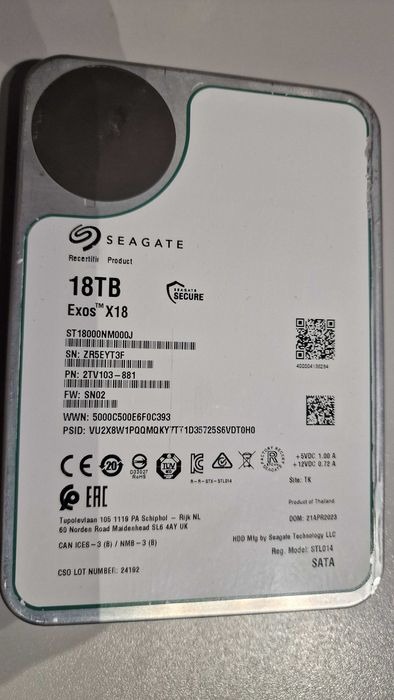 Dysk twardy HDD 18TB Seagate Exos X18