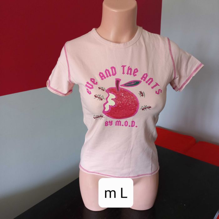 T-shirt morelowy damski z jabłkiem M lub L