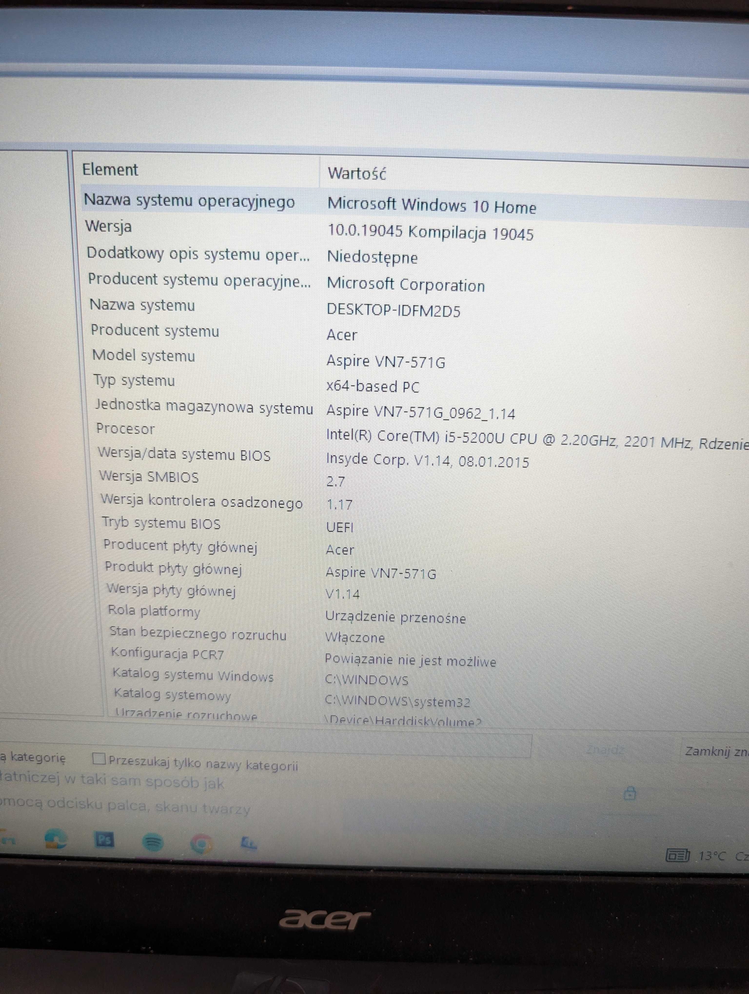 Laptop Gamigowy Acer Aspire Vn71G Intel Core i5-5200U 8gb RAM