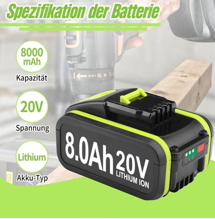 Акумулятор для інструменту WORX  Max Li-Ion батарея 20 V 8.0Ah 8000mAH