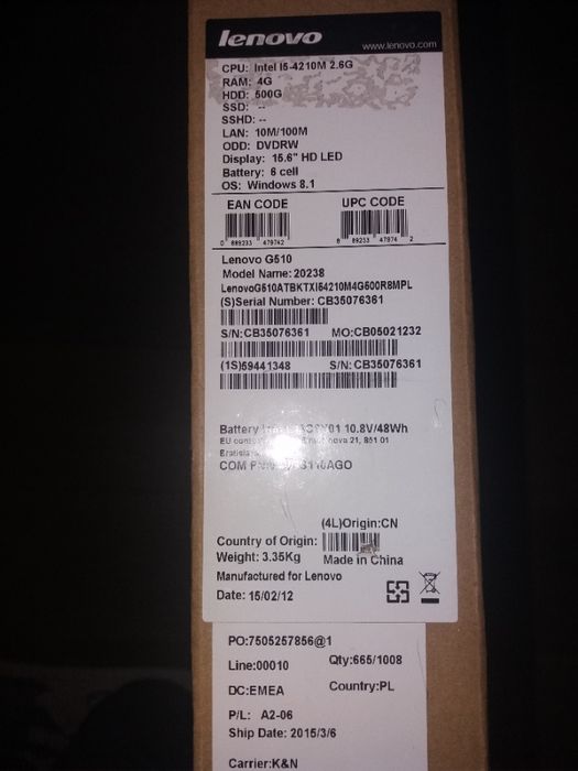 Laptop do lekcji on-line zdalnych Lenovo G510 i5 500 GB(HDD) 4GB SUPER