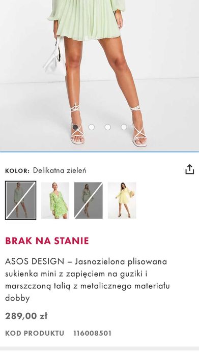 Sukienka damska miętowa plisy guziki bufki XS długi rękaw taliowana