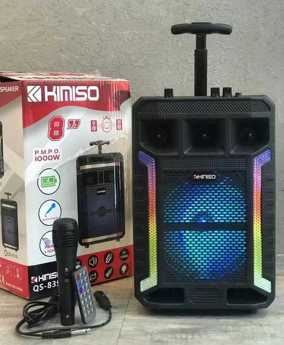 Колонка портативная акустическая 1000ватт и микрофон в комплекте