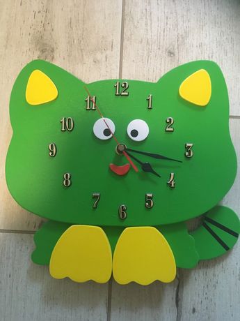 Zegar ścienny dla dziecka kotek