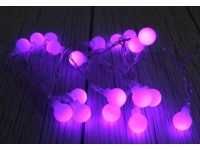 Lampki choinkowe KULKI 20 LED 2 m na baterie - PURPUROWE