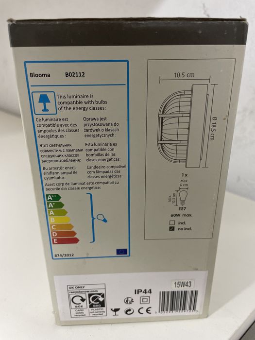 Kinkiet lampa zewnętrzna plastik szkło