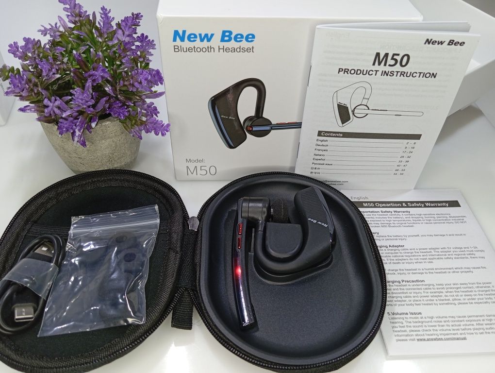 Розпродаж! New Bee M50: Bluetooth-гарнитура с шумоподавлением и поддер