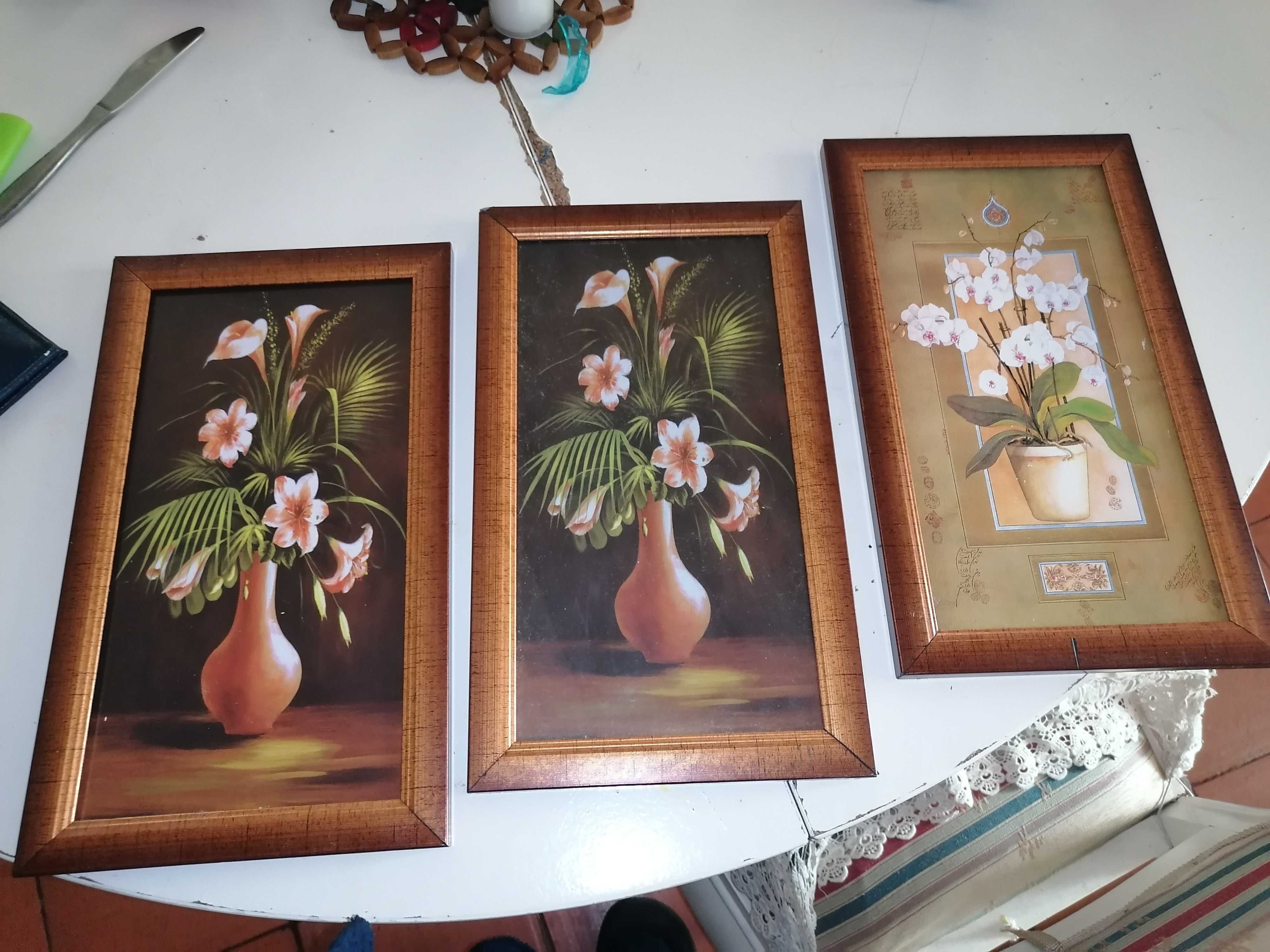 4 Quadros 32cm por 18cm decorativos Florados