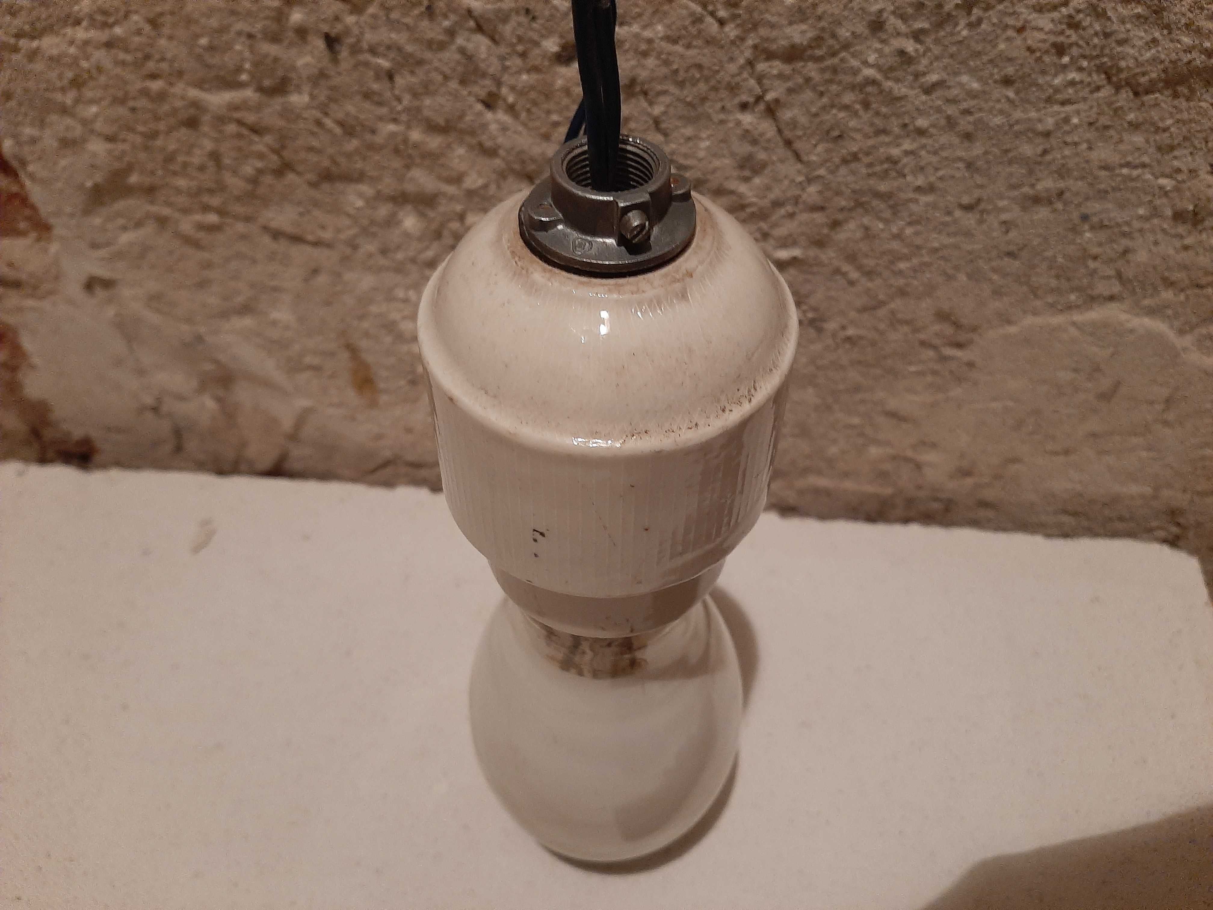 Oprawka ceramiczna żarówki E40 stara PRL loft industrial design duża