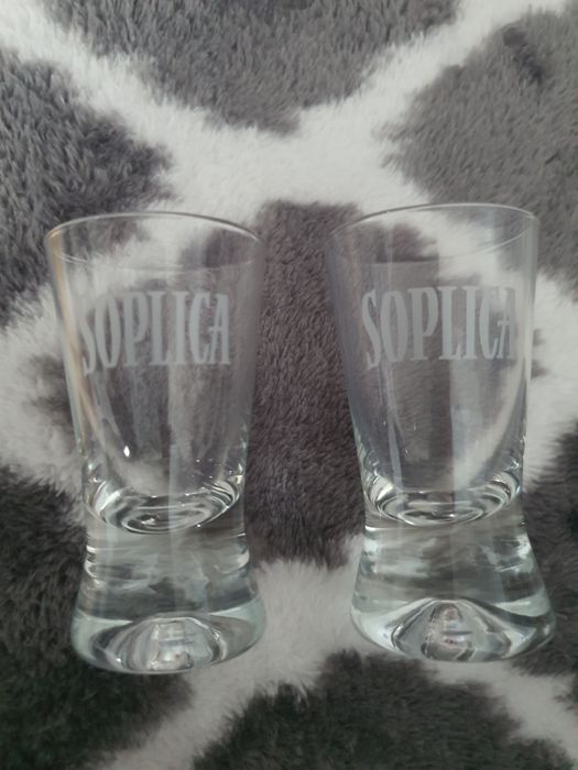 Kieliszki logowane firmy Soplica komplet 2 sztuk w kartoniku