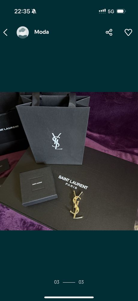 Broszka YSL komplet pudelko