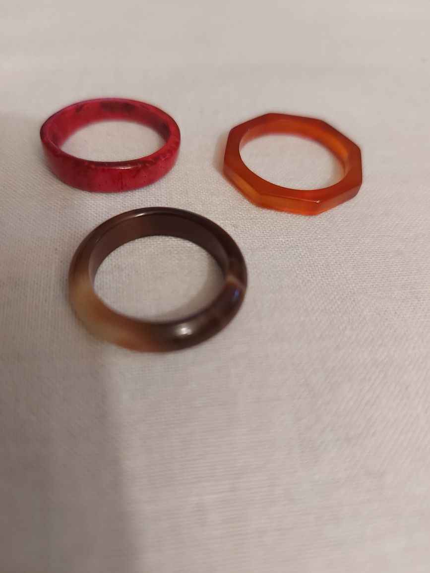 3 Anéis / Alianças, Fúcsia mesclado, imitação de osso e Laranja