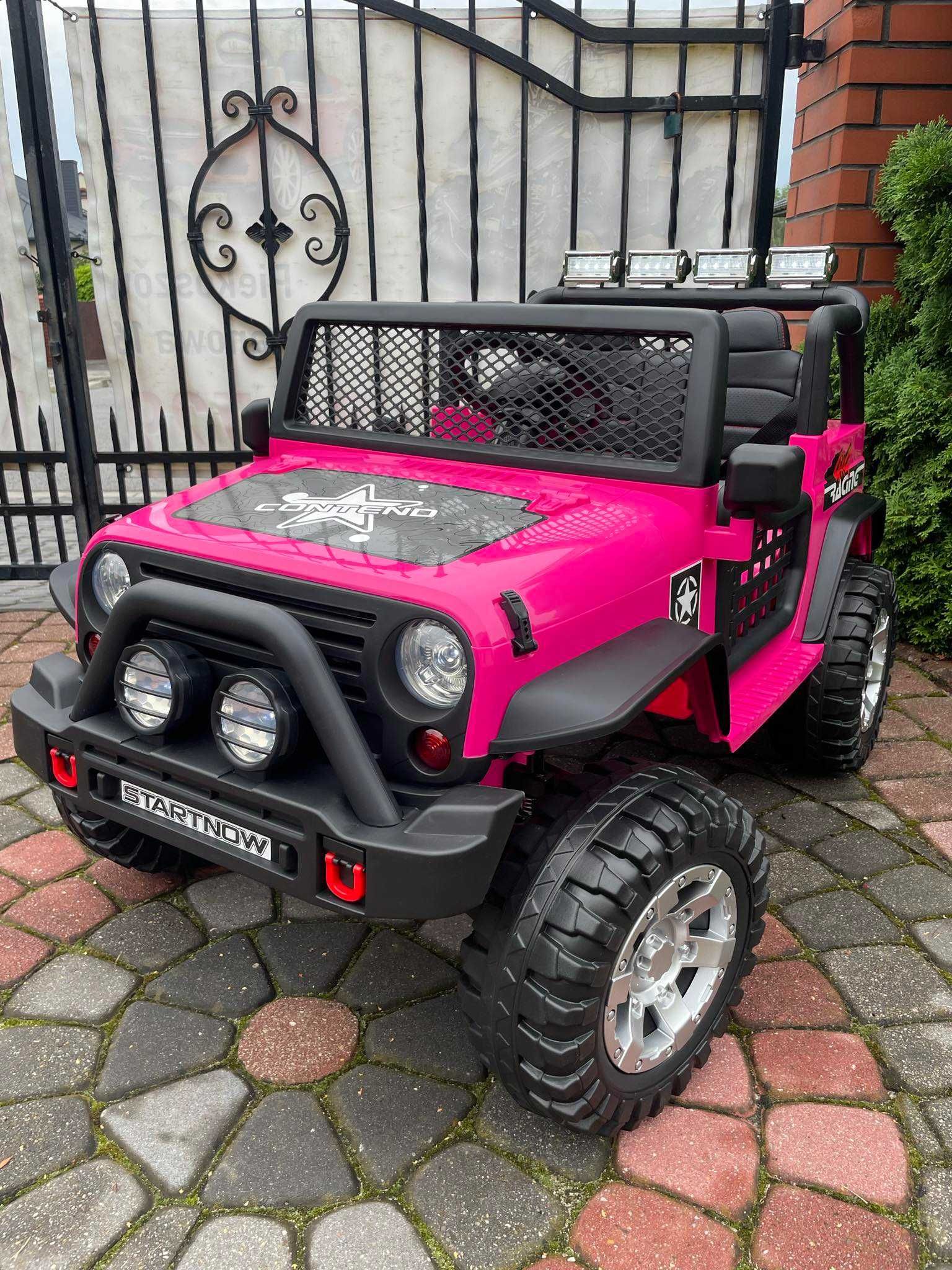 Auto na akumulator DUŻY JEEP Różowy DLA DZIECI 4×4 Samochód EVA MP4