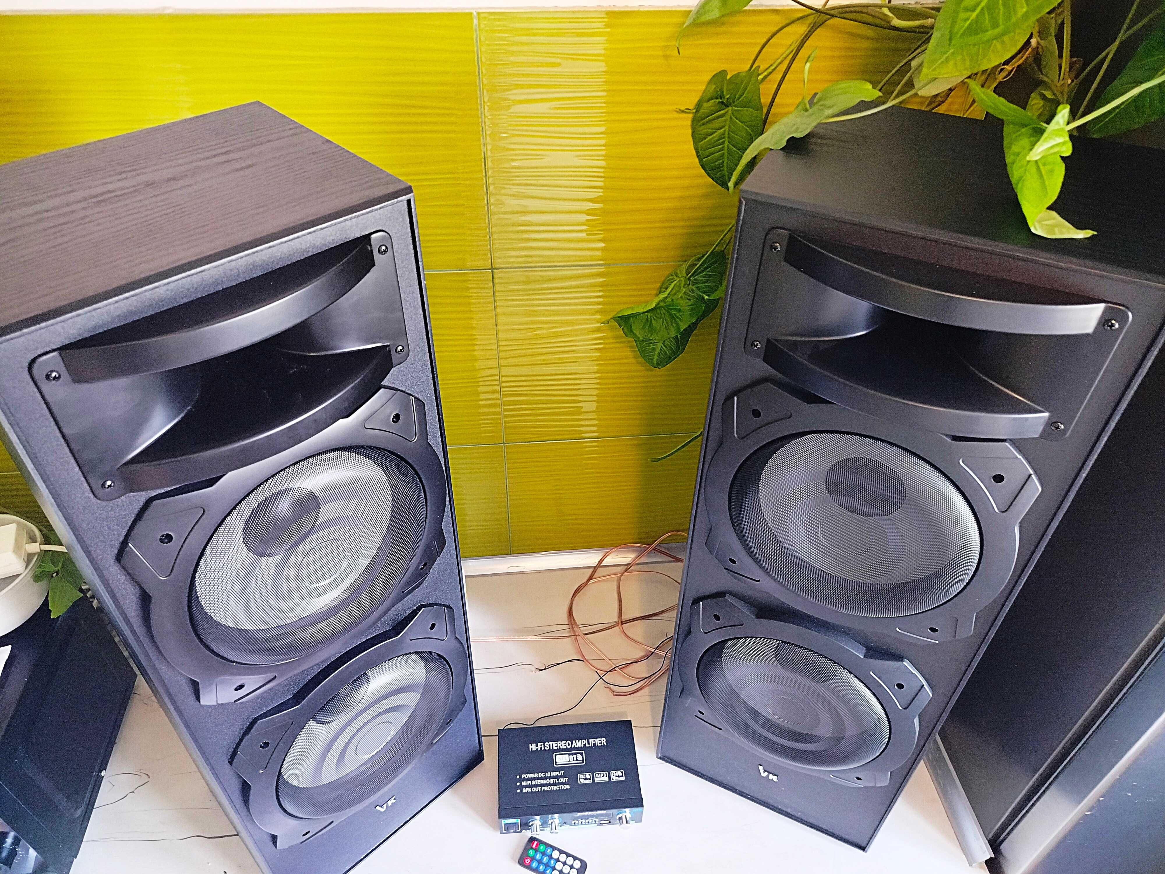 Duże kolumny VK 212E plus wzmacniacz z radiem i bluetooth-pilot