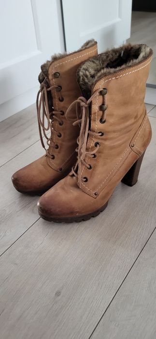 Kozaki Lasocki skóra camel 40