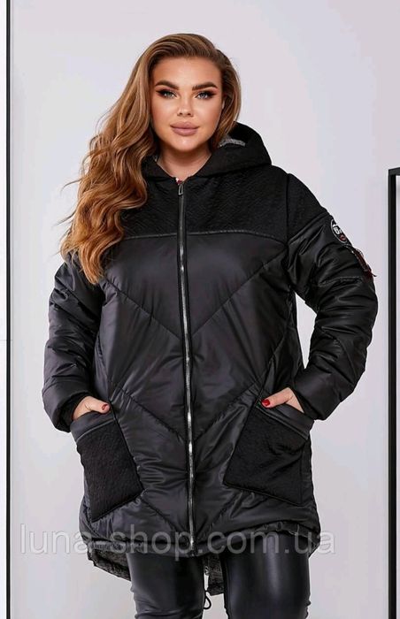 Осінньо-зимова чорна куртка, р.48-58