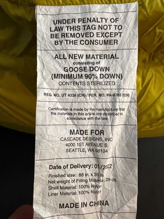 ThermaRest Parsec  -18C Śpiwór puchowy LONG