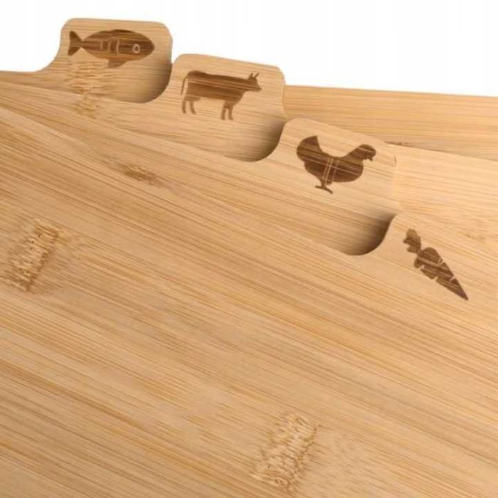 Zestaw desek do krojenia ze stojakiem 4szt bambusowa deska