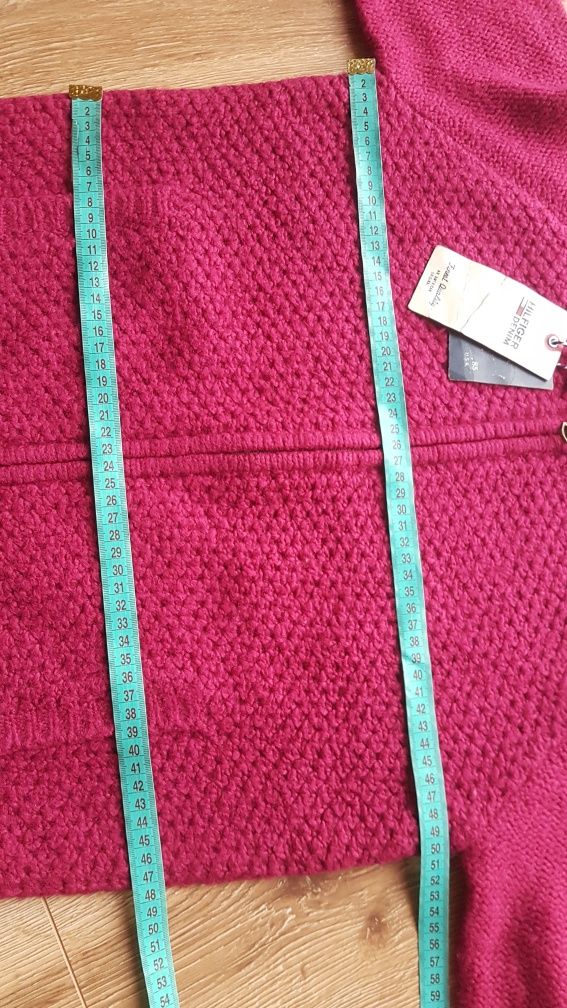 Tommy Hilfiger Sienna sweterek rozpinany na suwak 40 L damski wełna