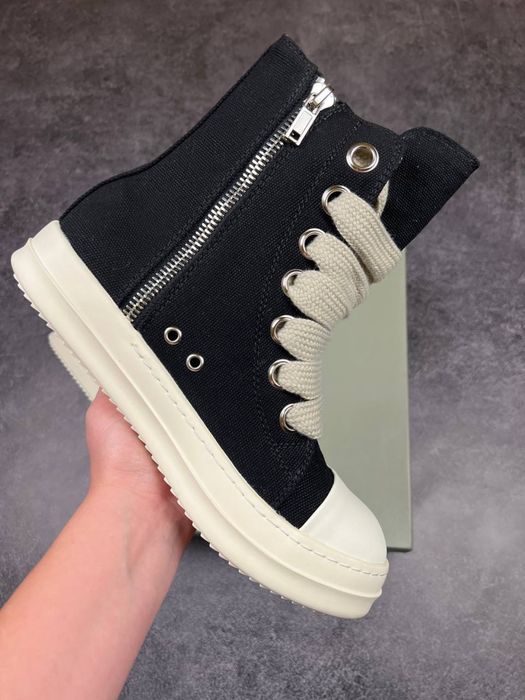 Rick Owens Ramones Jambo Lace Low Black White