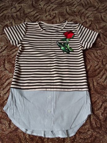 Bluzka, koszula z różą r.140