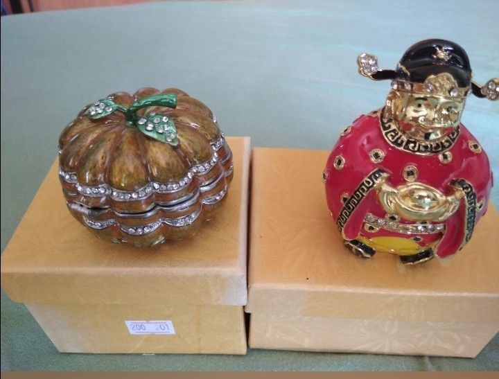 Шкатулочки ювелирные, латунь, эмаль, камушки