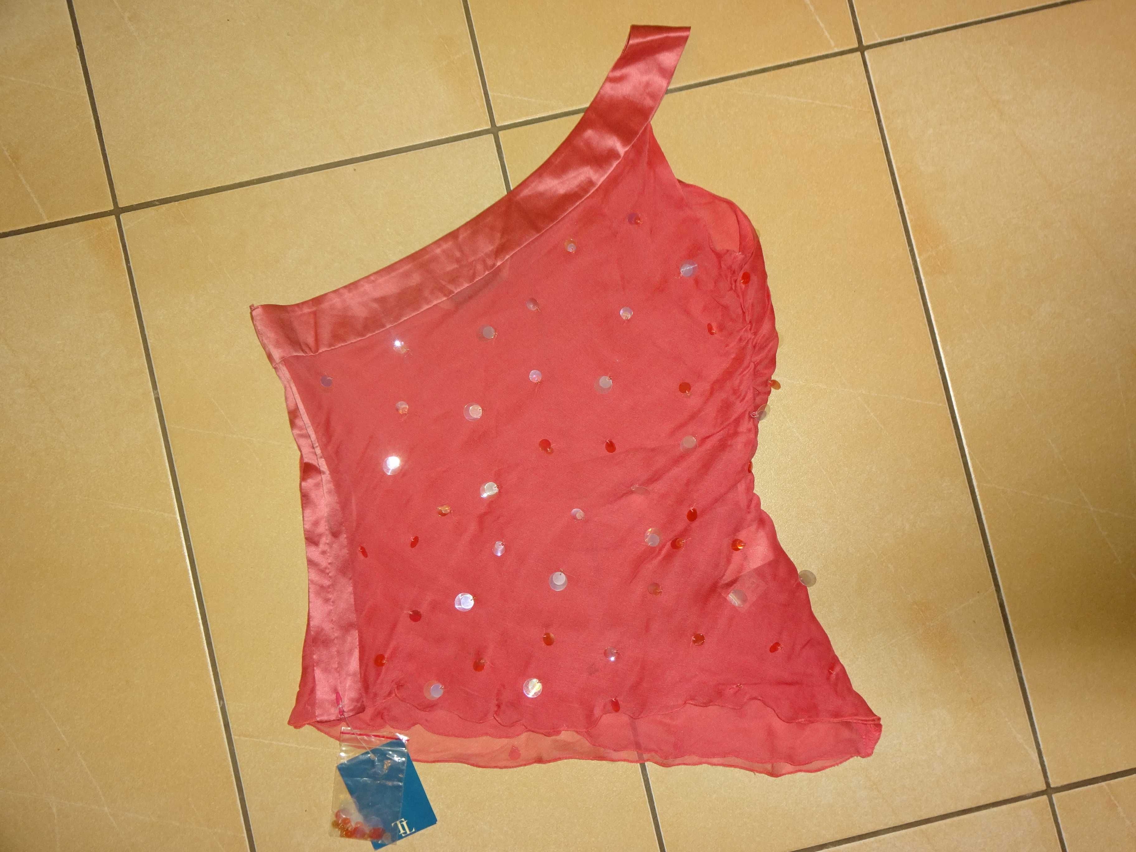 TINTORETTO 100% Silk jedwabna różowa bluzka na jedno ramię OKAZJA