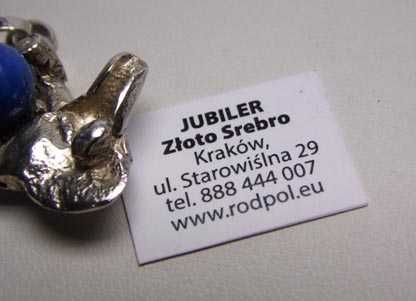 Srebrna autorska zawieszka kulka lapis lazuli