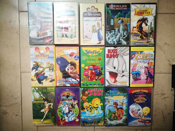 Cassetes VHS varias de desenhos animados (vende-se separadamente)