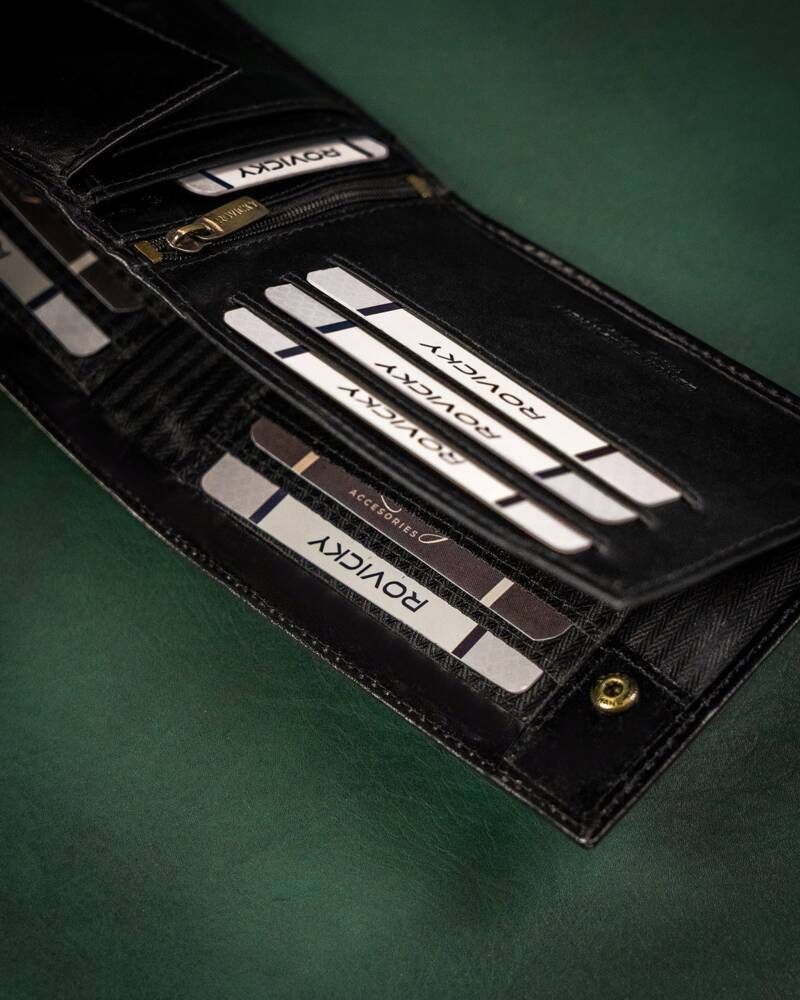 skórzany portfel męski z systemem rfid - rovicky
