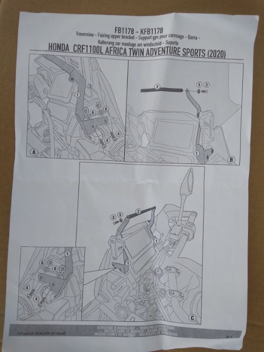 FB1178 CRF1100L ADV (19>24) HONDA GIVI wspornik pod S902/GPS fi 12 mm