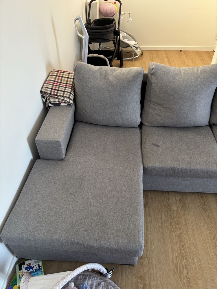 Sofá 3 Lugares com Chaise Longue e 2 Bancos