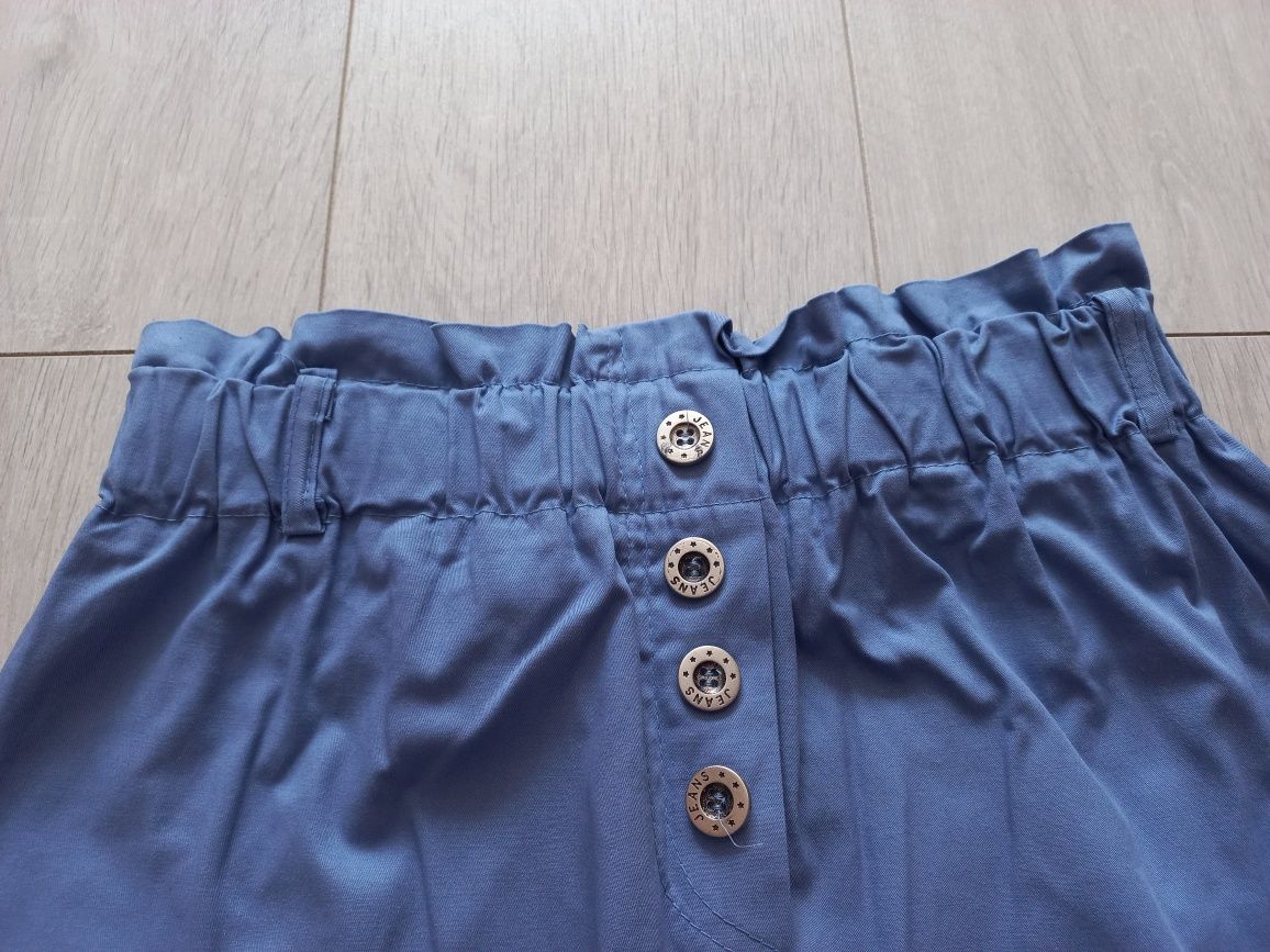 Niebieska spódnica damska na gumce z guzikami XL