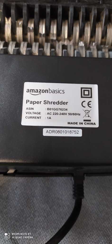 Niszczarka do papieru dokumentów AmazonBasics