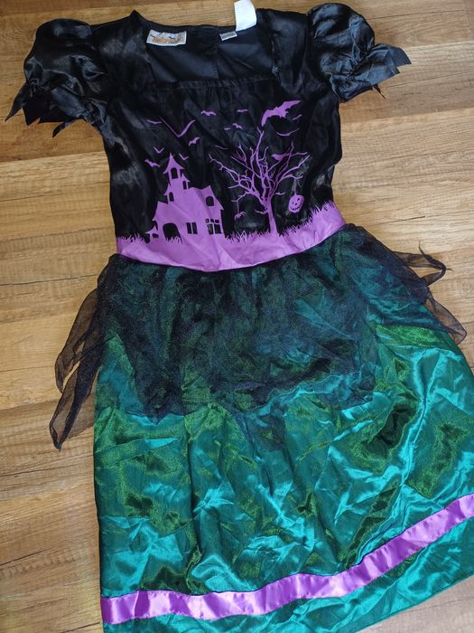 Czarownica 128 134 przebranie na bal 8 9 czarna sukienka halloween