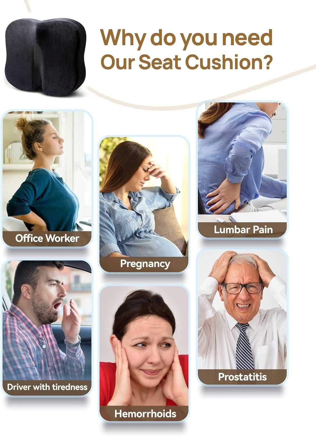 Poduszka na siedzenie Travel Ease Ergonomic Pillow Premium Memory Foam