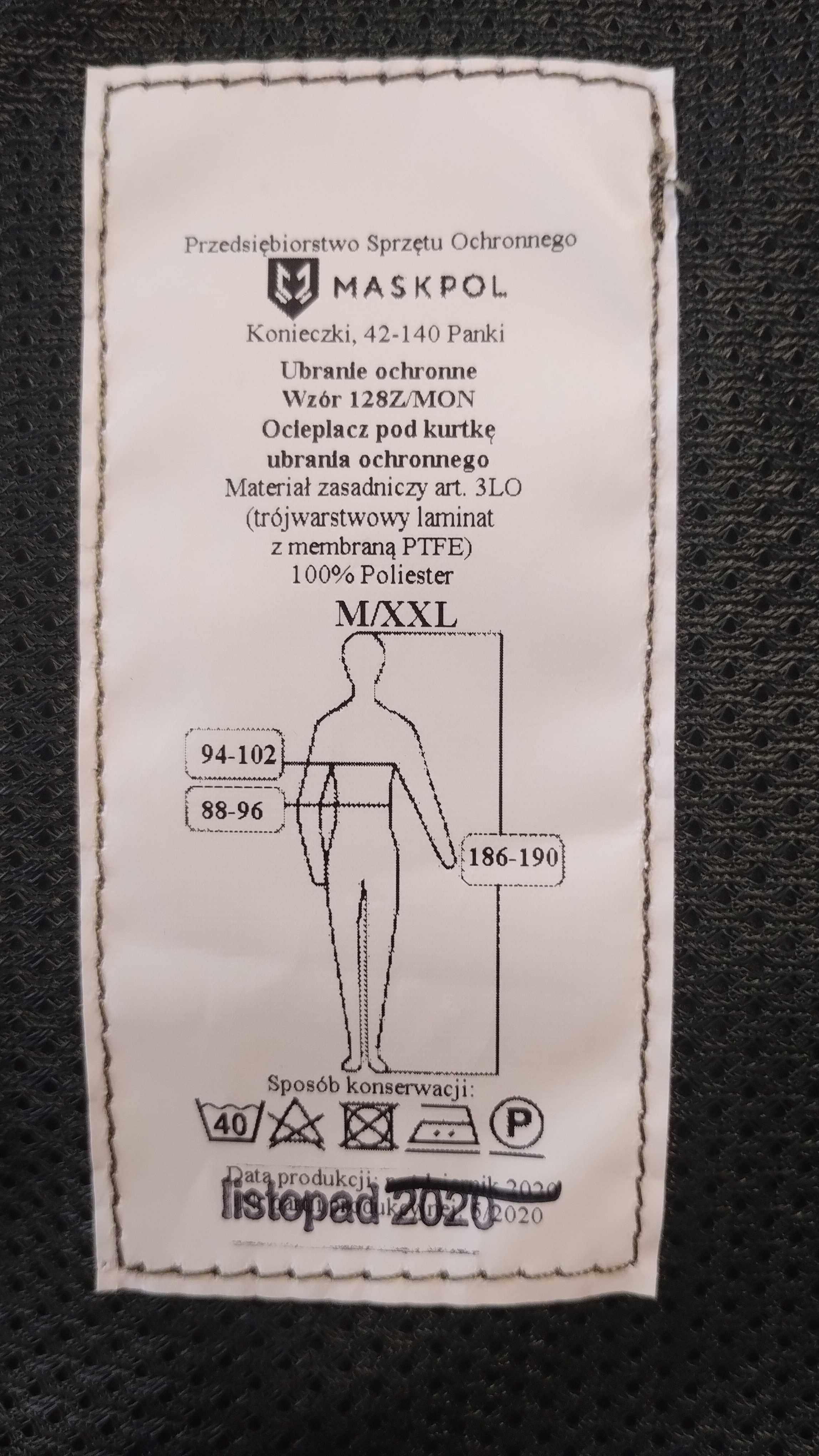 Kurtka wojskowa  spodnie podpinka goratex-Ubranie ochronne 128Z/MON