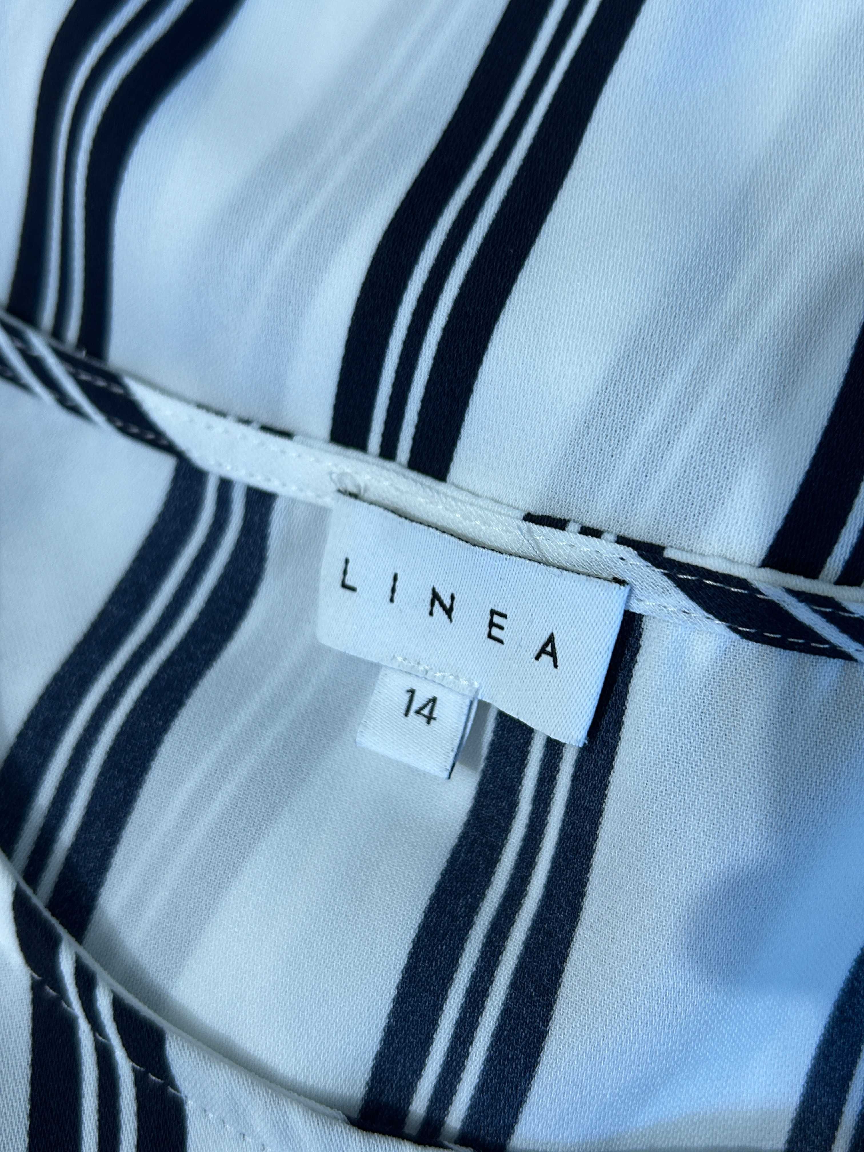 Biała elegancka bluzka w paski bez rękawów – Linea, rozmiar 42