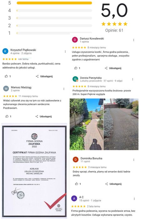 Mycie/ Czyszczenie Kostki Brukowej